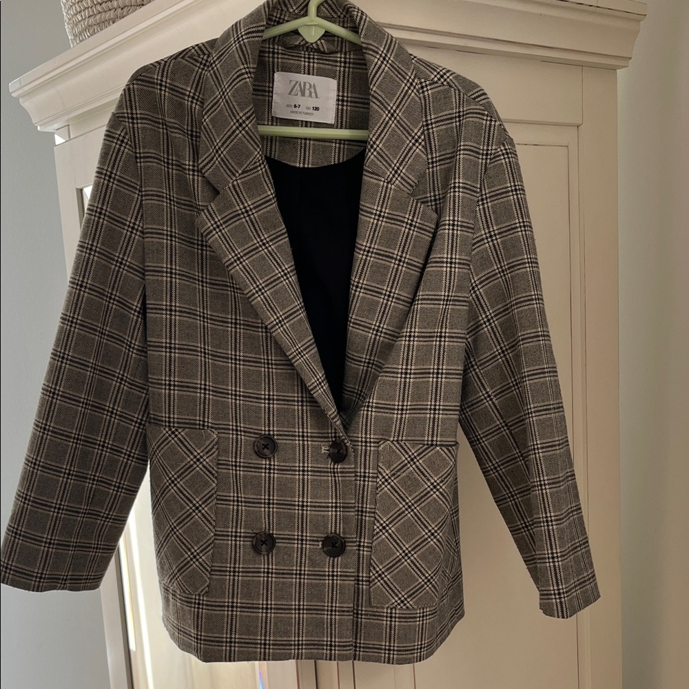 Zara Kids Plaid Blazer - Black and Gray